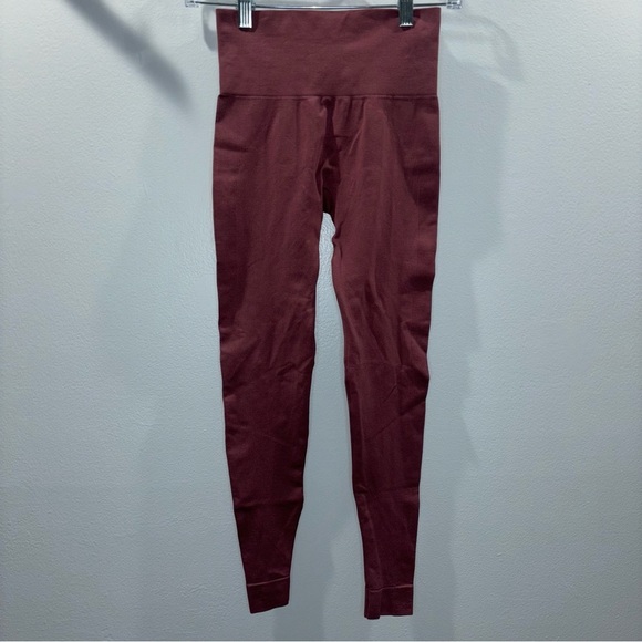 Set Active Seamless High-Waisted Leggings XS Rosewood | Ribbed Waistband - Picture 4 of 13